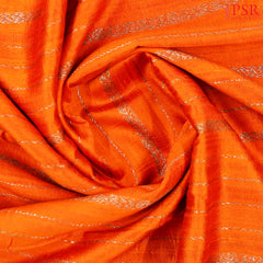 Safety Orange Banaras Jute Silk Saree