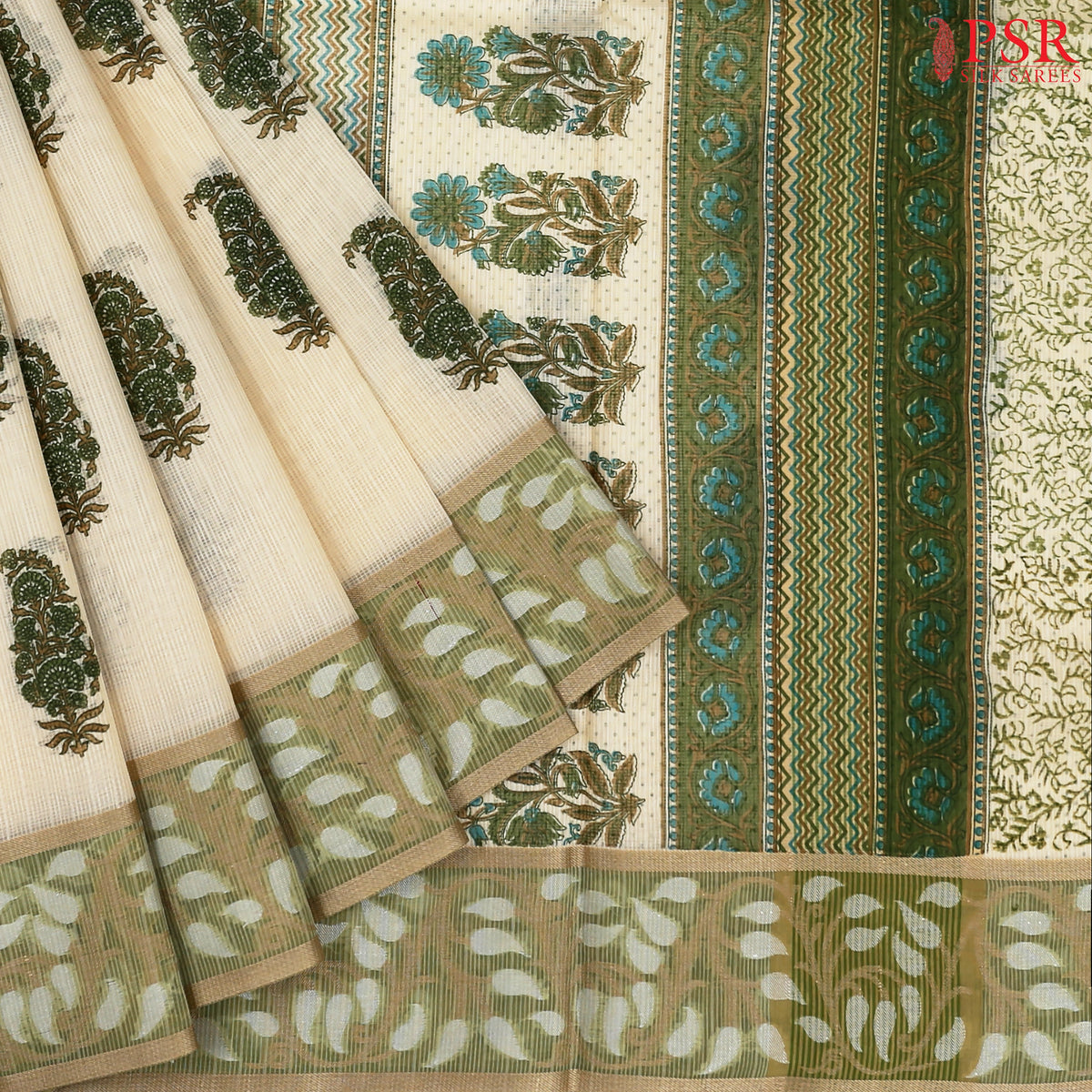Beige Silk Cotton Saree
