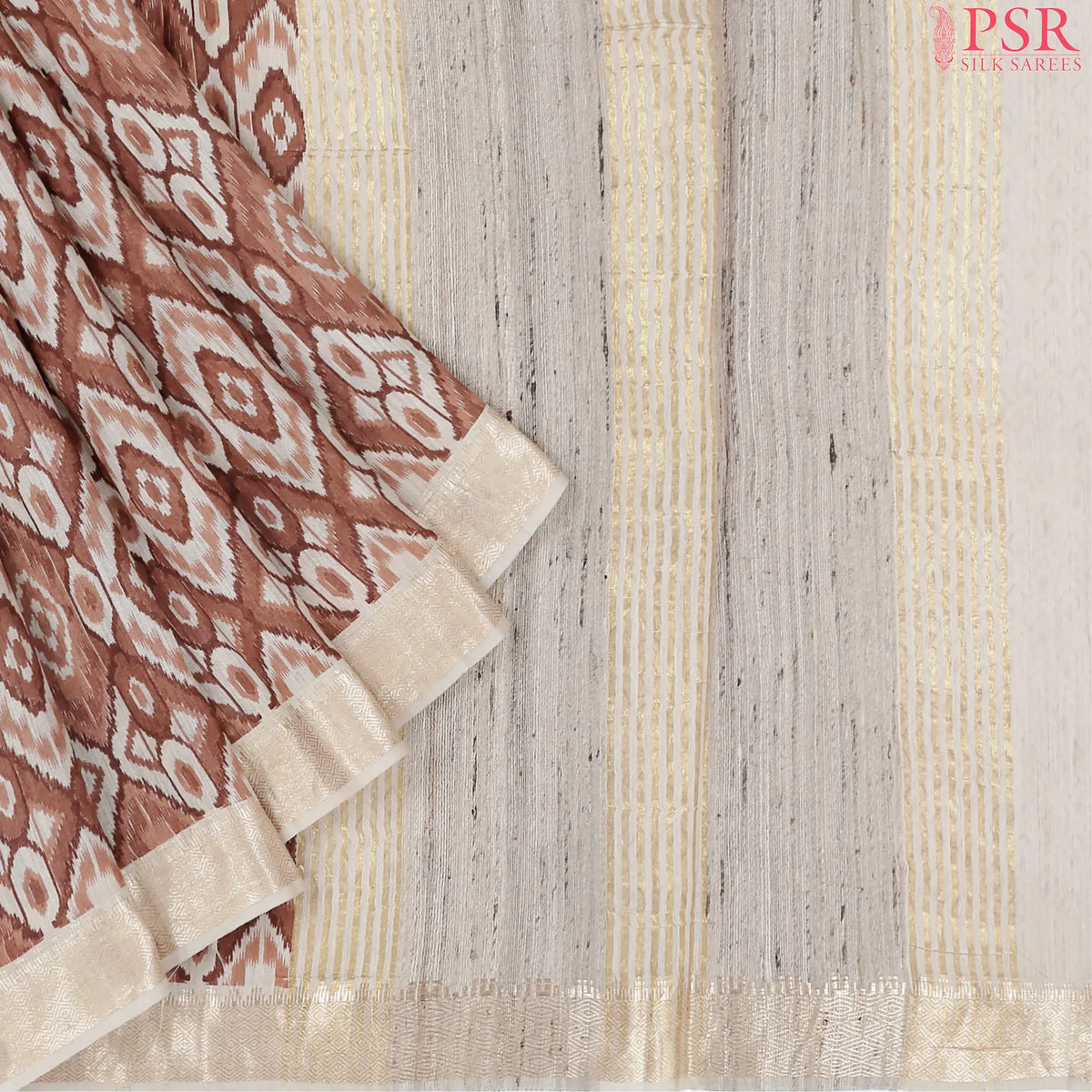 Beige & Copper Munga Silk Saree