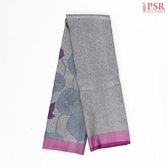 Silver Grey Kanchipuram Jacquard Silk Saree