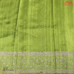 Olive Green & Brown Banarasi Jute Silk Saree