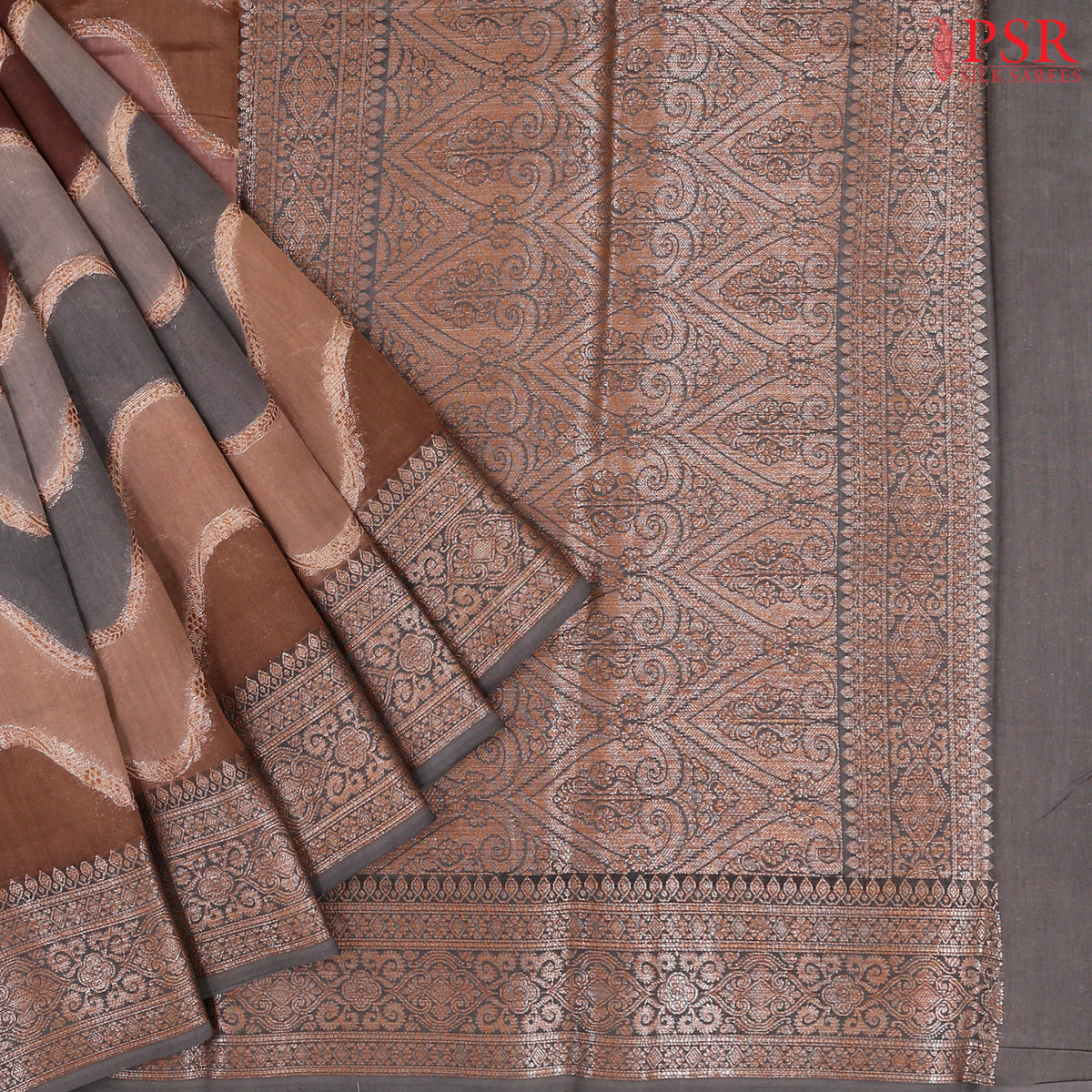 Shades of Brown & Grey Chanderi Silk Cotton Saree