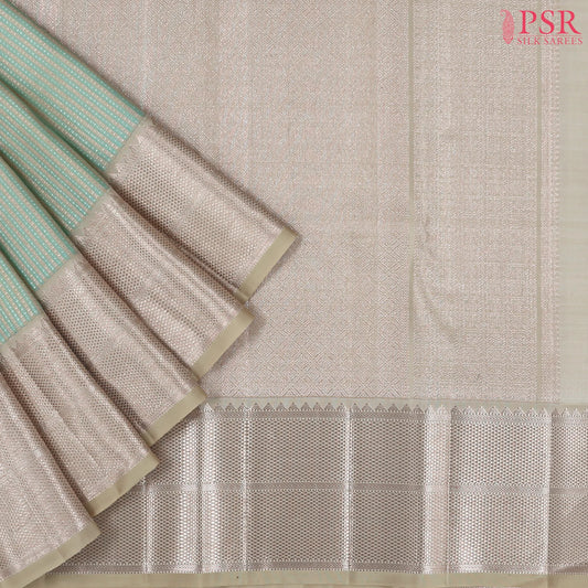 Green & Beige Kanchipuram Jacquard Silk Saree
