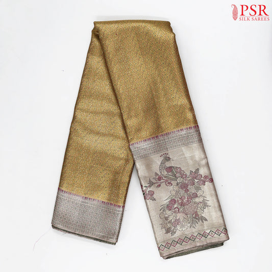 Metallic Gold Kanchipuram Jacquard Tissue Silk Saree