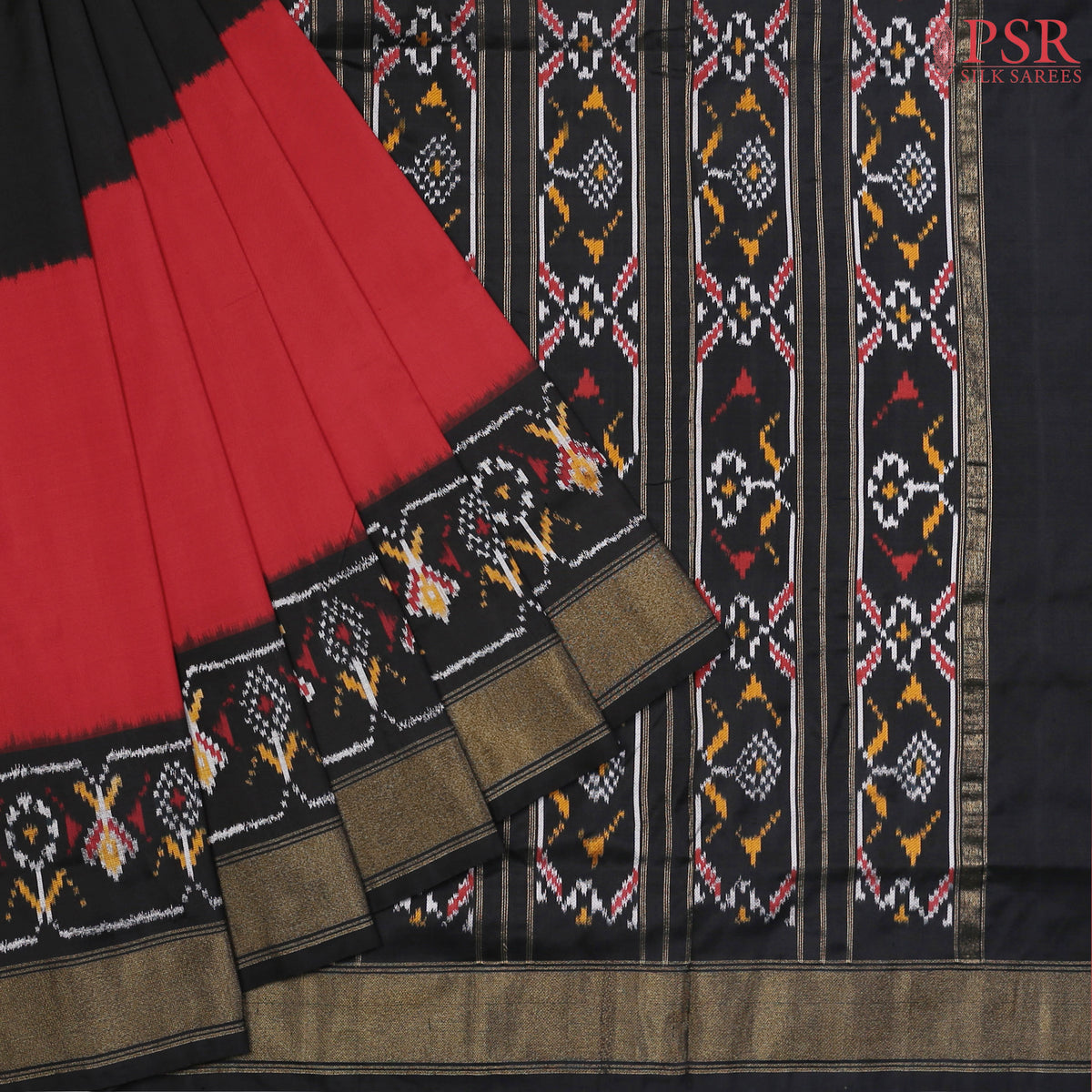 Tricolor Pochampally Ikat Silk Saree