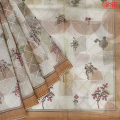 Beige Organza Saree