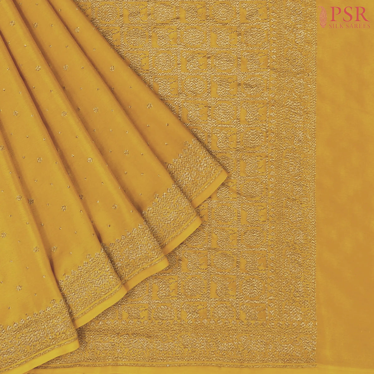 Mustard Yellow Georgette Silk Saree
