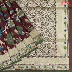 Rosewood Brown Banaras Silk Saree