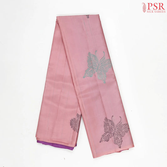 Light Flamingo Pink Kanchipuram Silk Saree