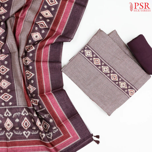 Dark Mauve Jute Dress Material