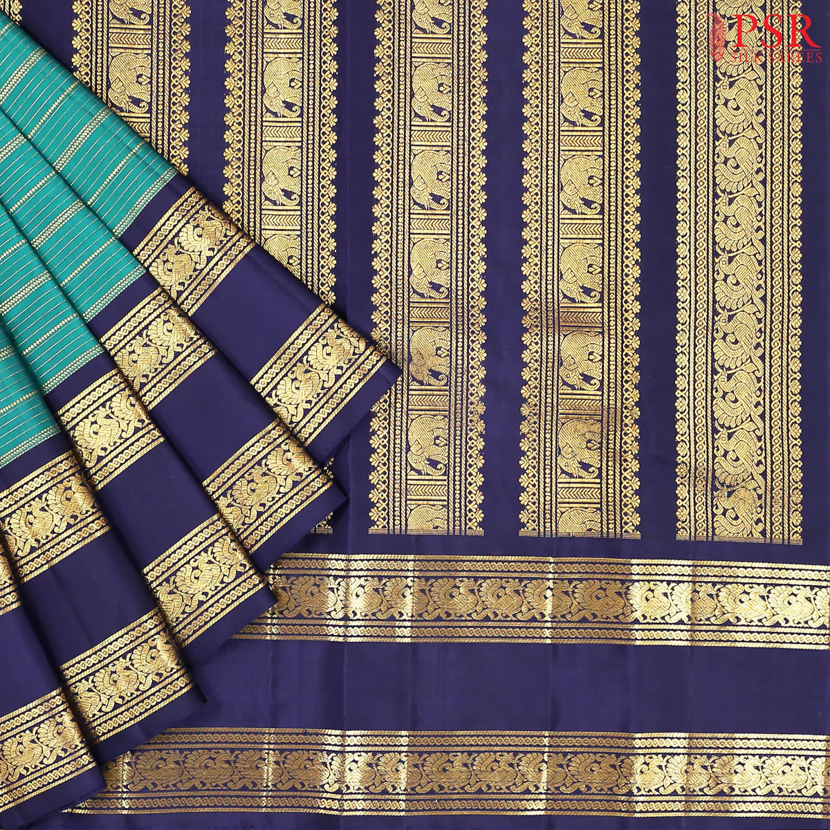 Pine Green Kanchipuram Silk Saree