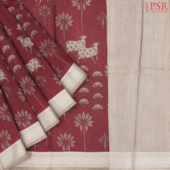 Maroon Munga Silk Saree