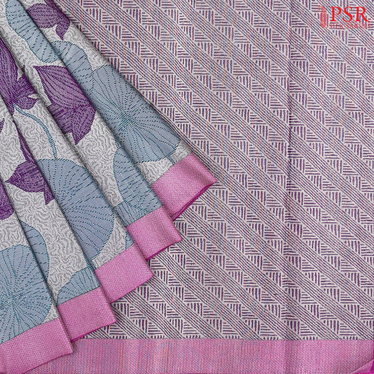 Silver Grey Kanchipuram Jacquard Silk Saree