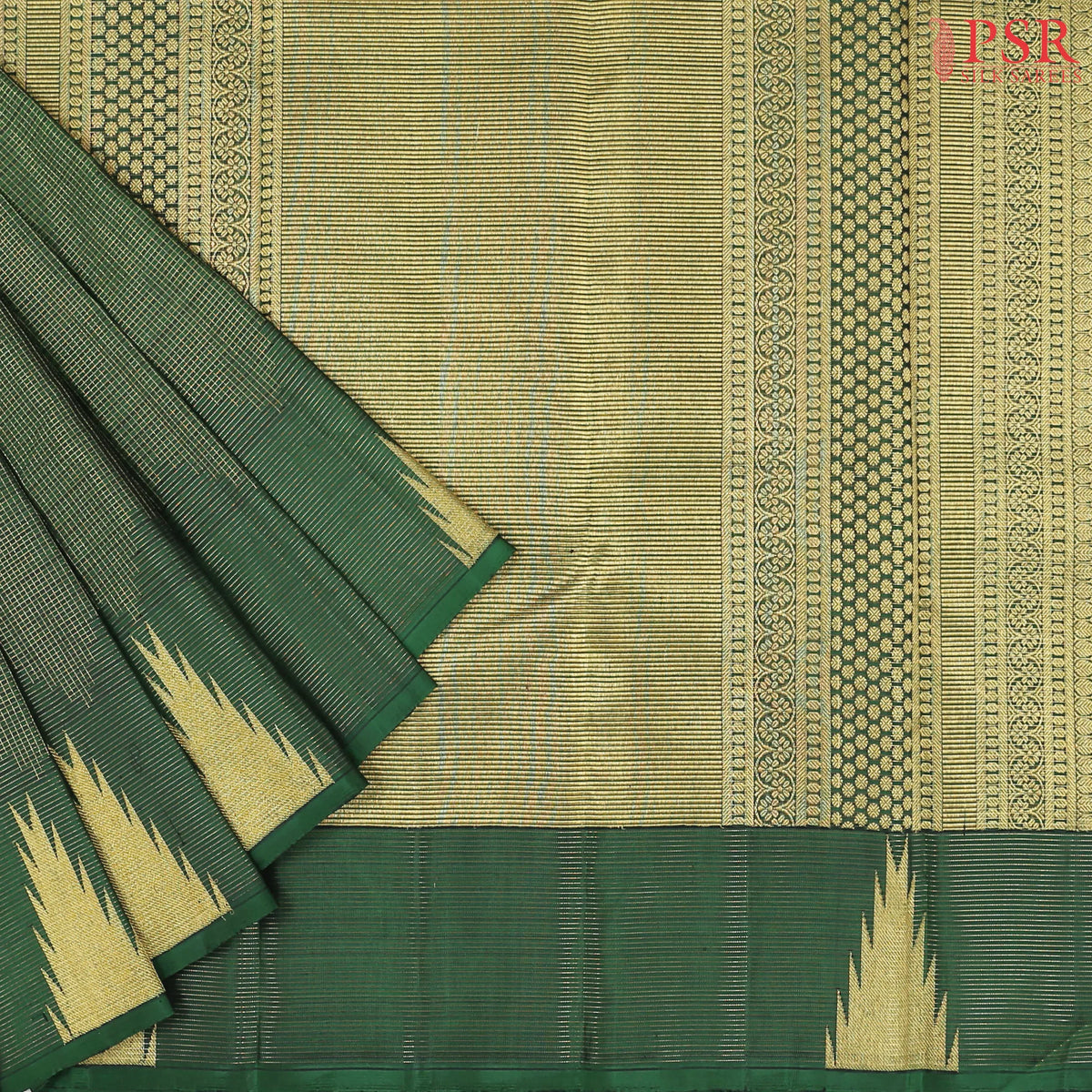 Dark Green Kanchipuram Silk Saree