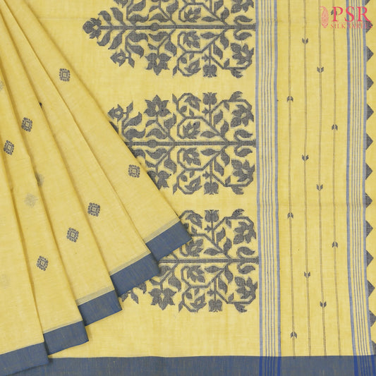 Olive Yellow Byloom Cotton Saree