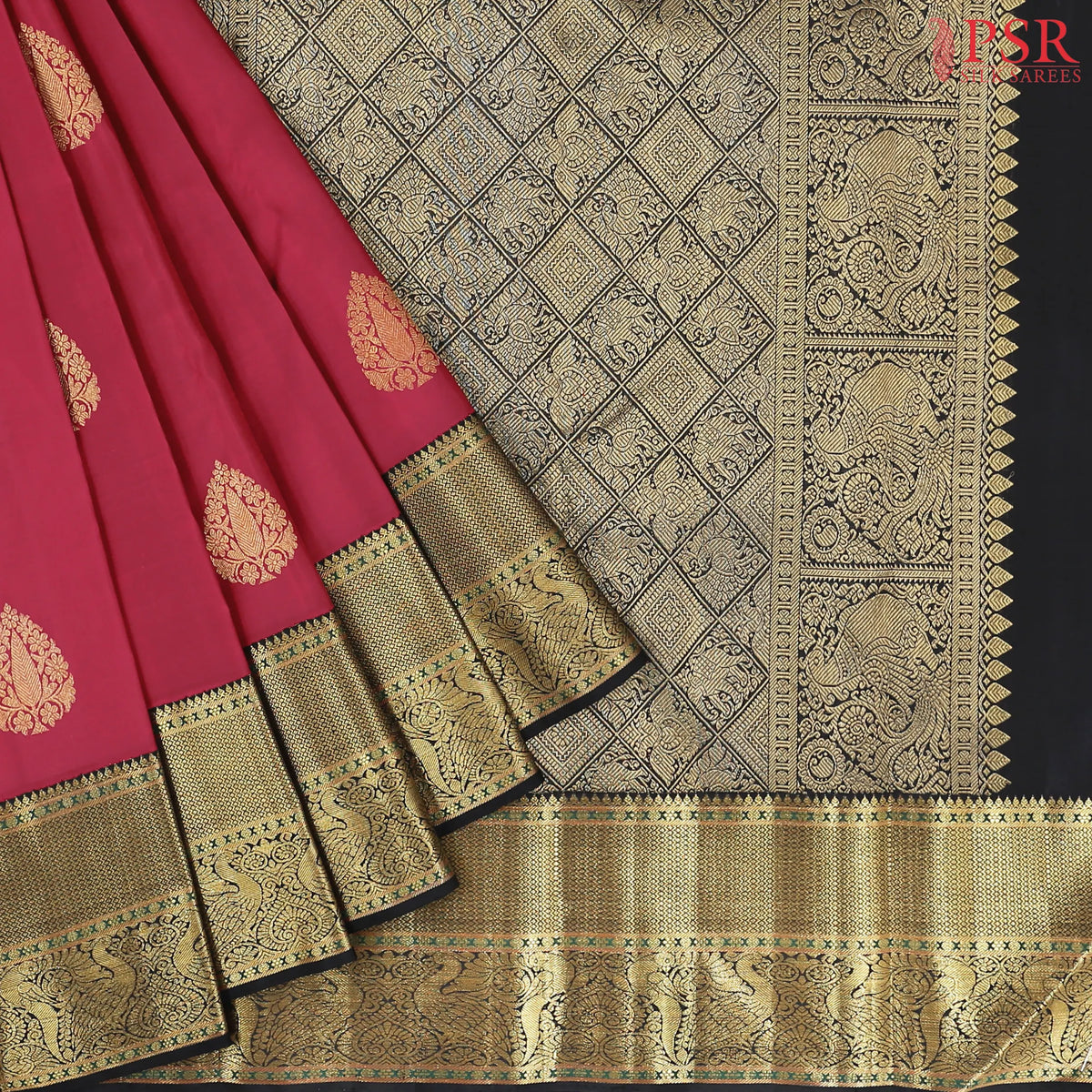 Carmine Red Kanchipuram Silk Saree