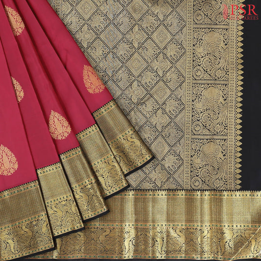 Carmine Red Kanchipuram Silk Saree