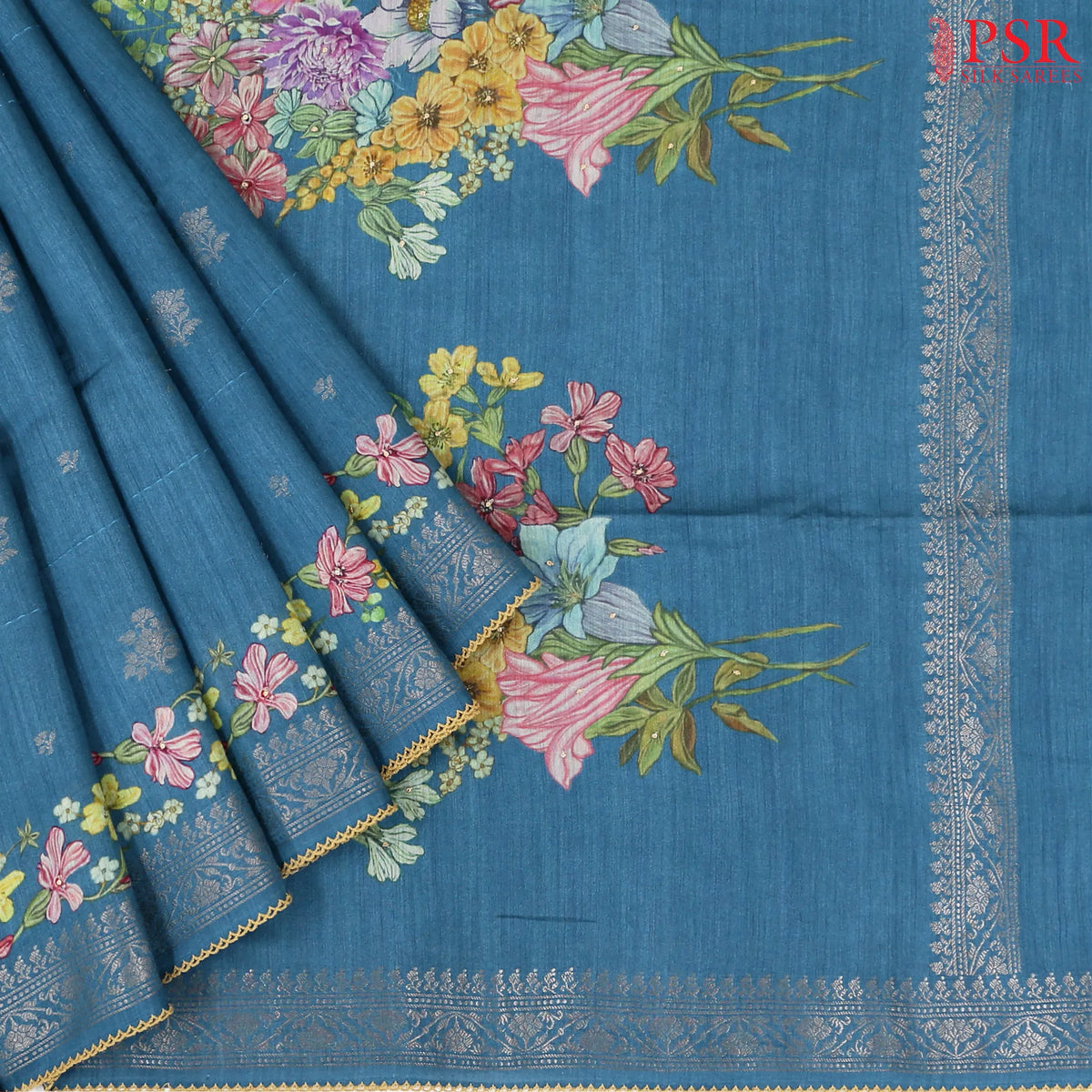 Aegean Blue Munga Silk Saree
