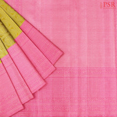 Olive Yellow Kanchipuram Jacquard Silk Saree