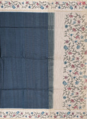 Dark Prussian Blue Semi Tussar Saree