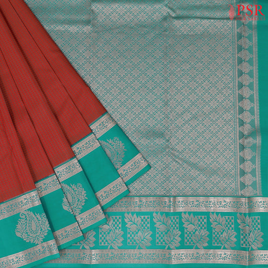 Vermilion Red Fancy Kanchipuram Silk Saree