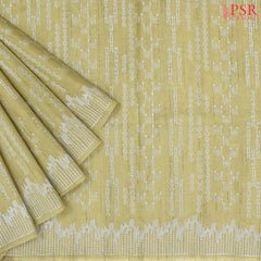 Olive Yellow Semi Tussar Embroidery Saree