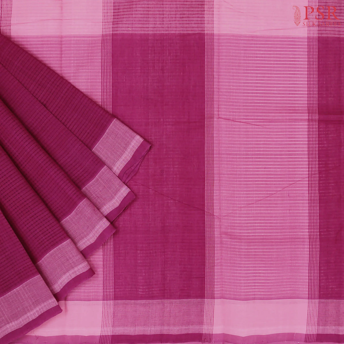 Dark Magenta Mangalagiri Cotton Saree