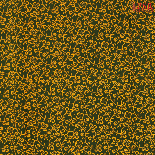 Bottle Green  Cotton Print Running Material