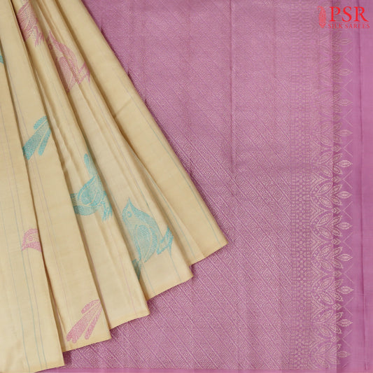 Beige Kanchipuram Silk Saree