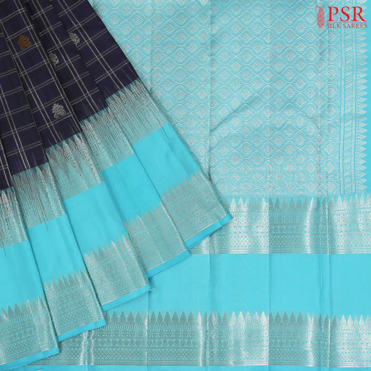 Midnight Blue Kanchipuram Silk Saree
