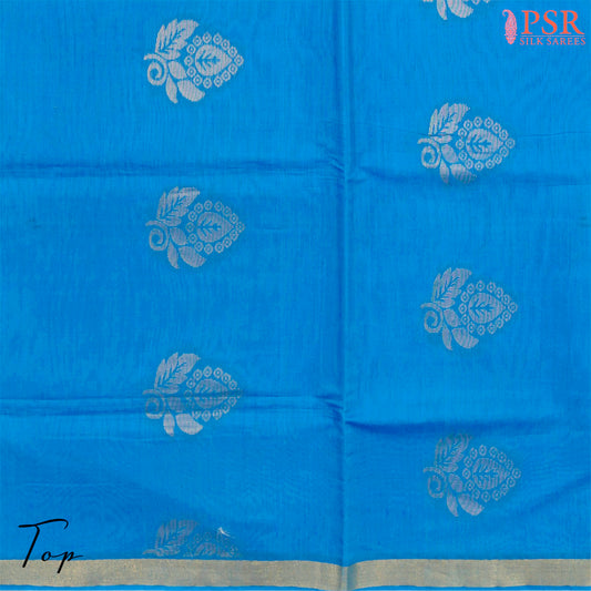 Chintamani Blue & Marigold Yellow Silk Cotton Dress Material