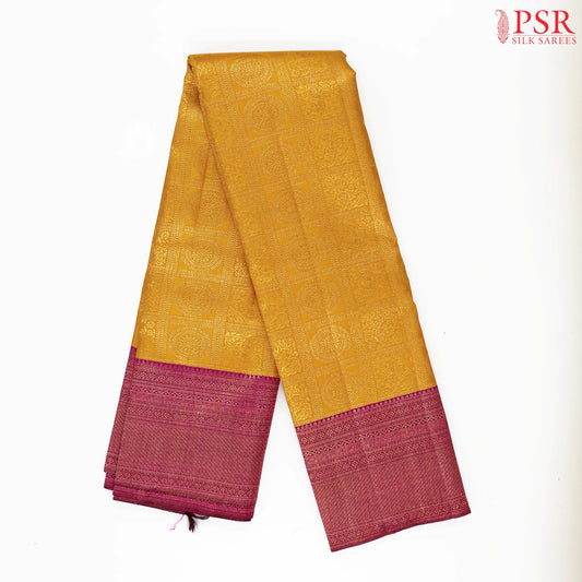 Mustard Yellow Kanchipuram Jacquard Silk Saree