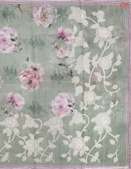 Laurel Green Pashmina Organza Embroidery Saree
