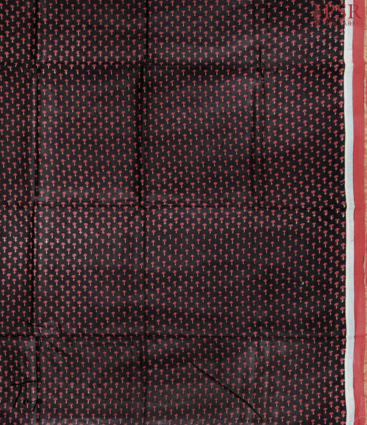 Black & Red Maheshwari Silk Cotton Dress Material