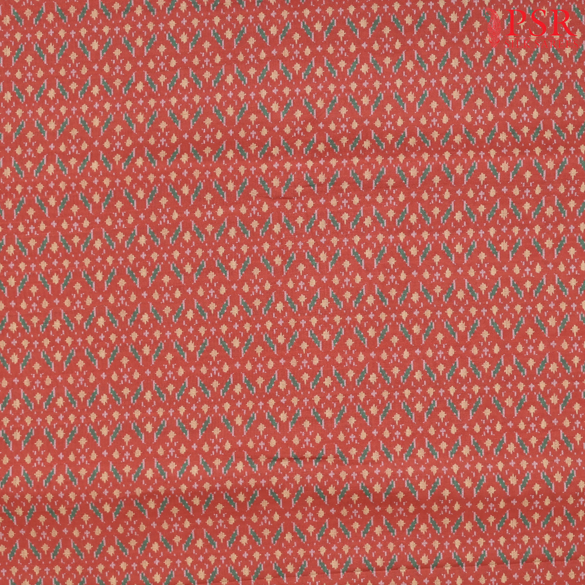 Vermilion Red Semi Tassar Ikkat Print Running Material