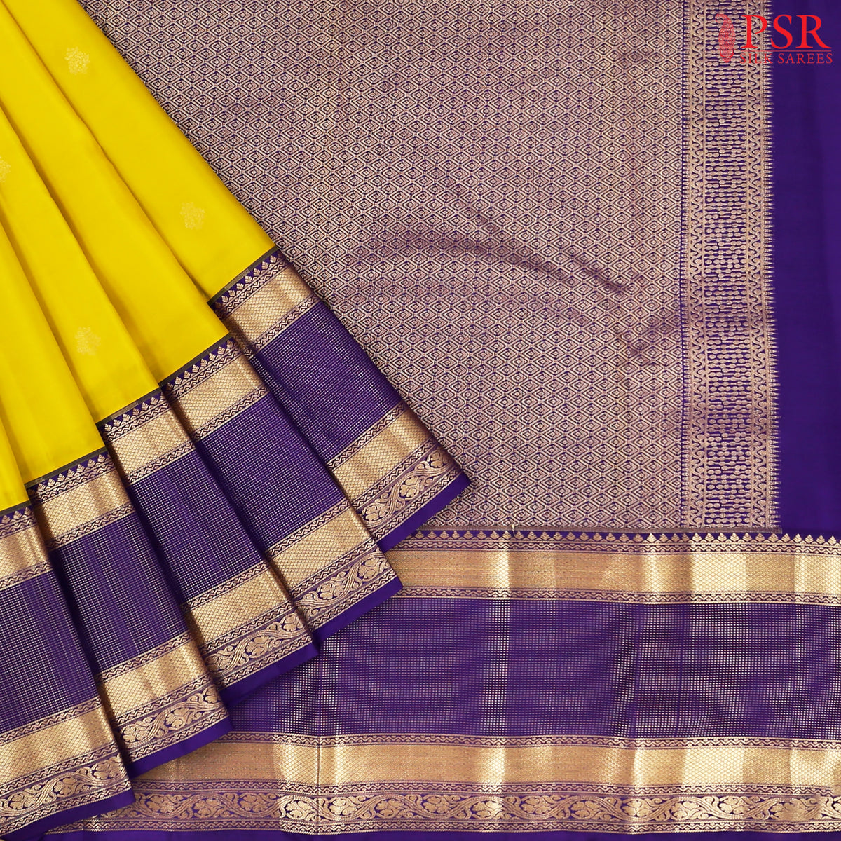 Tuscany Yellow Fancy Kanchipuram Silk Saree