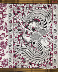 Beige Kalamkari Silk Saree