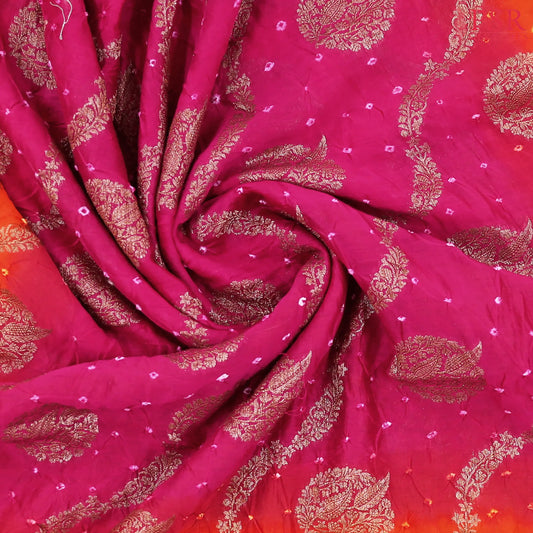 Magenta Crushed Bandhini Saree