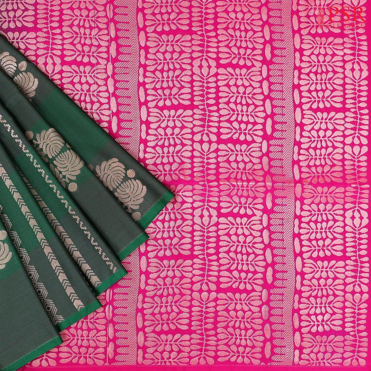 Dark Green Soft Art Silk Saree