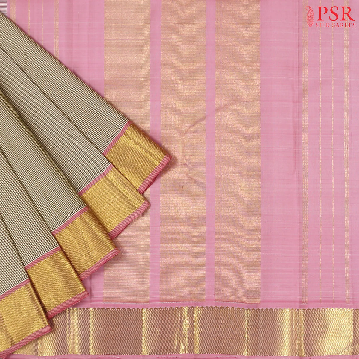 Taupe & Beige Kanchipuram Silk Saree