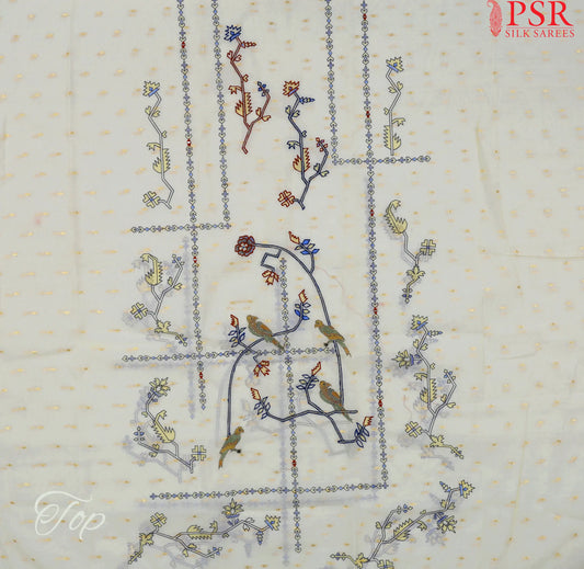 Cream Beige Silk Cotton Dress Material