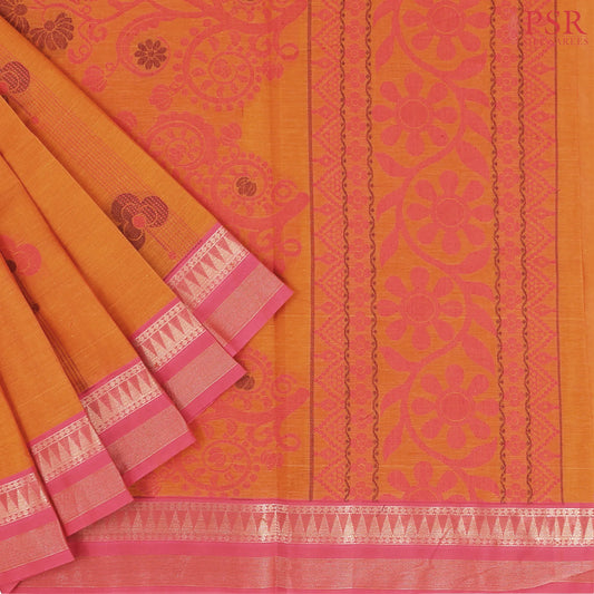 Yam Orange Kovai Cotton Saree