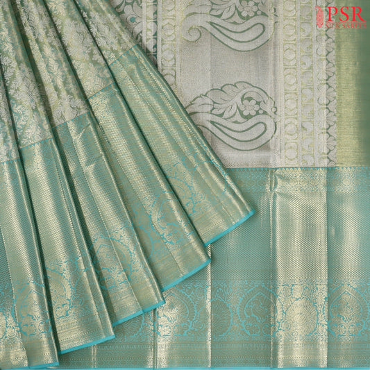 Turquoise Blue Kanchipuram Tissue Silk Saree