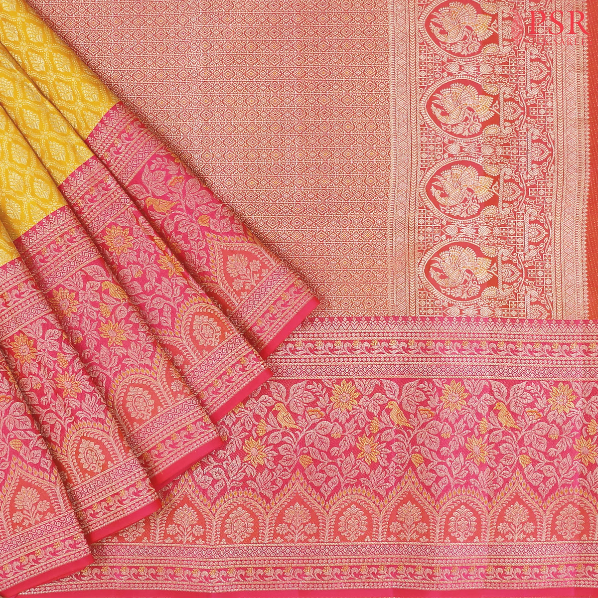 Turmeric Yellow Kanchipuram Jacquard Silk Saree
