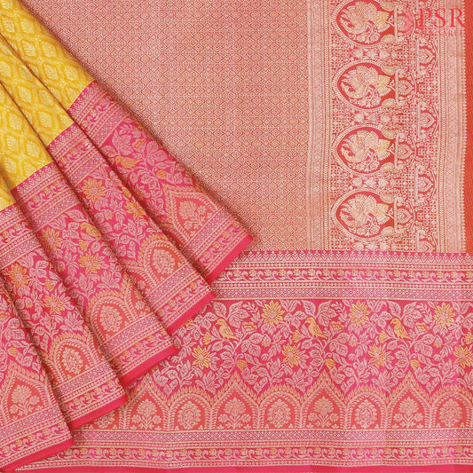 Turmeric Yellow Kanchipuram Jacquard Silk Saree