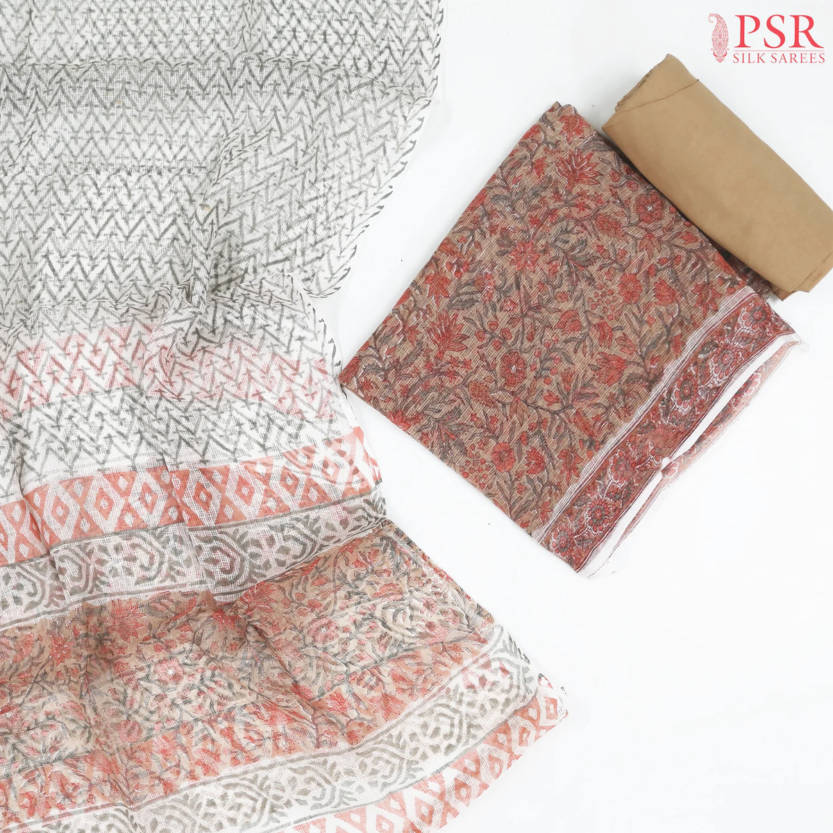Fossil Tan Kota Cotton Dress Material