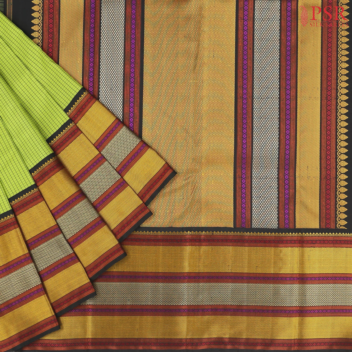 Lemon Green Kanchipuram Silk Saree