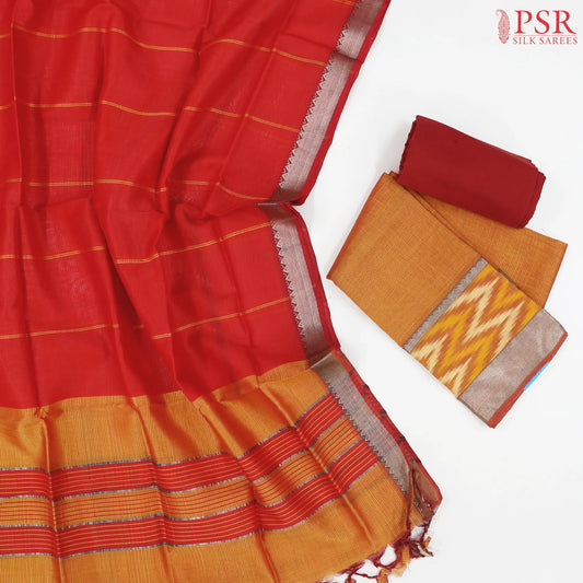 Dark Orange Silk Cotton Dress Material
