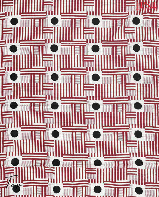 Beige & Dark Red Cotton Dress Material