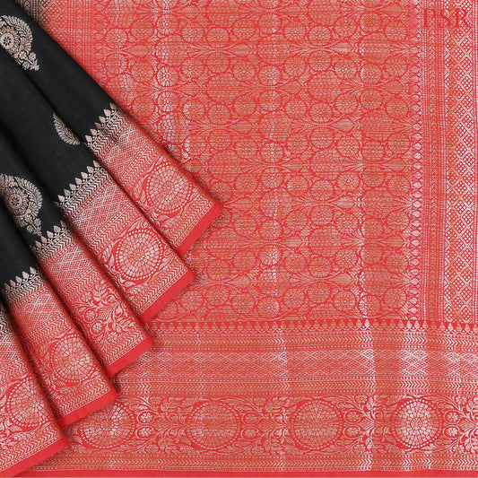 Black Raw Silk Banaras Saree